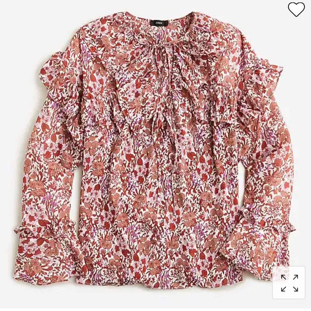 J. Crew Ruffle Crinkle Chiffon Top - Large - Picture 1 of 8